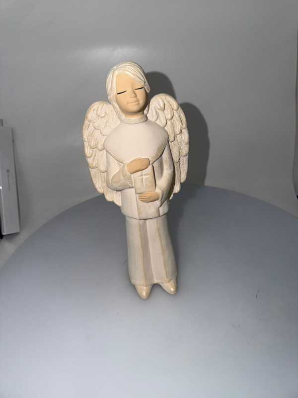 Anjel chlapec s knižkou, bielo-zlatý, 27x13 cm