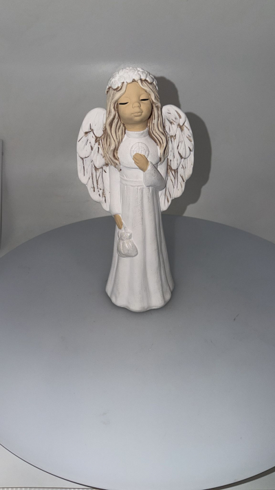 Dekoračný anjel ALBA, biely, 28x14 cm