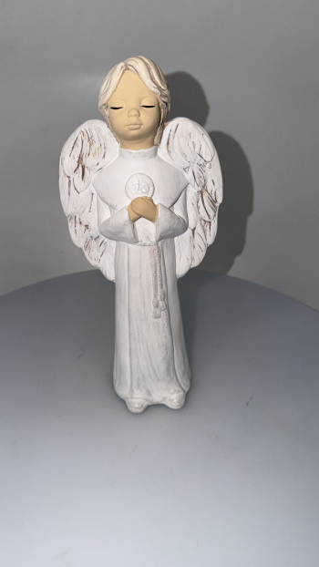 Dekoračný anjel chlapec  ALBA, biely, 28x14 cm