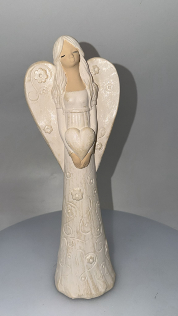 Dekoračný anjel VIKI, bielo-zlatý, 38x14 cm