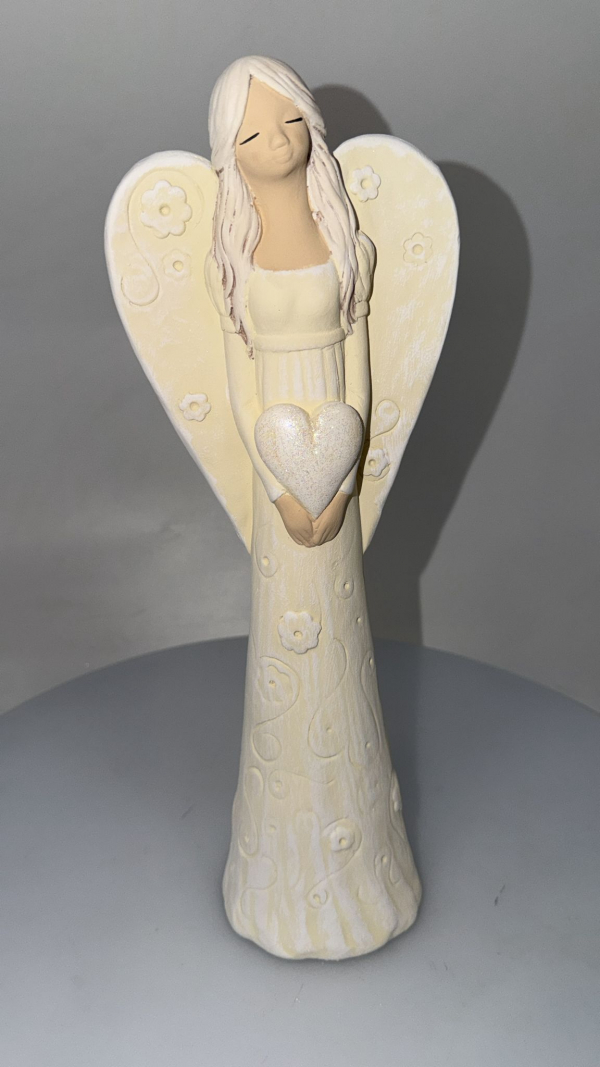 Dekoračný anjel VIKI, žltý, 38x14 cm