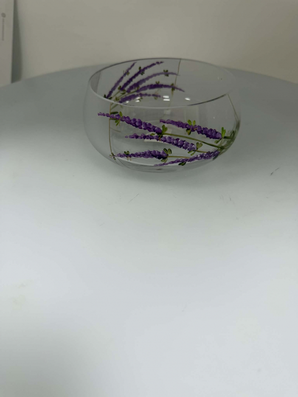 Sklenená dekoračná miska - levanduľa