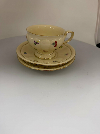 Šálka ECRU, kolibríky, s 2 podšálkami, 200 ml