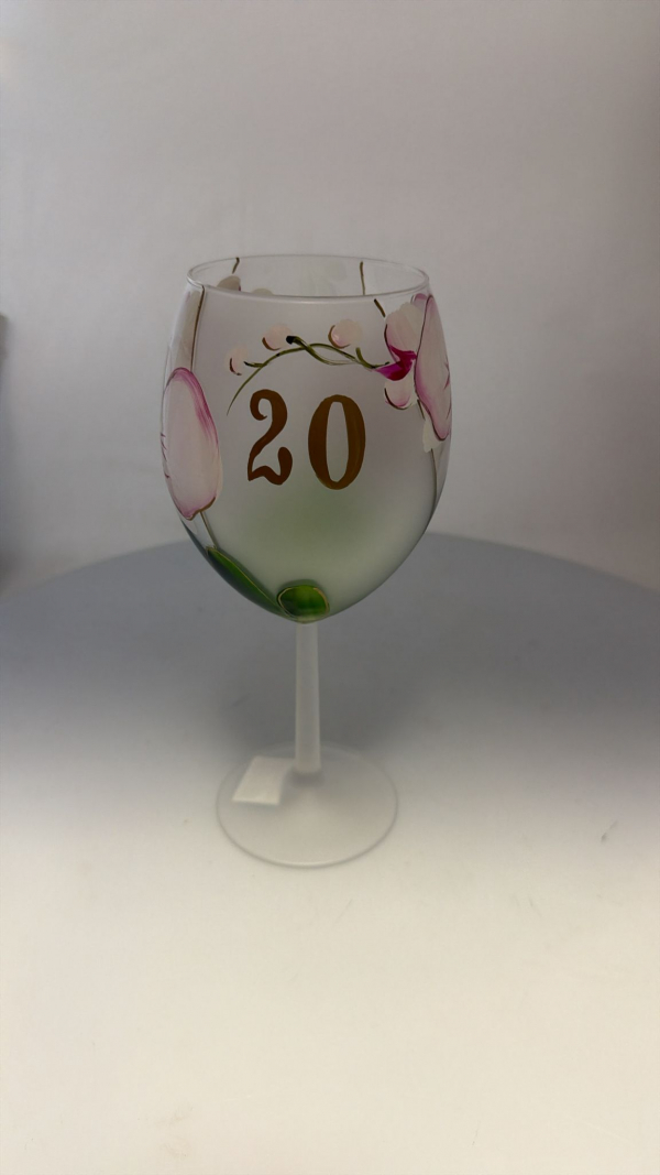 Jubilejný pohár k 20. výročiu, orchidea, ružový, 22x7 cm