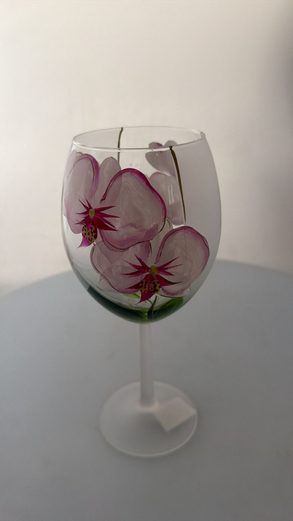 Kvetinový pohár, orchidea, ružový, 22x7 cm