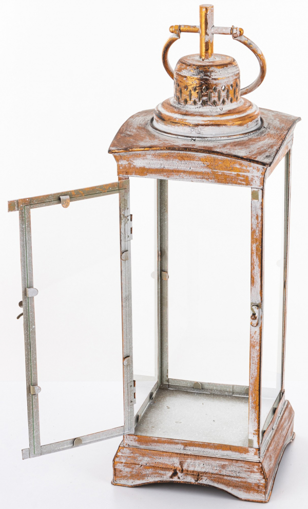 Lampáš, kovový, zlatý, 66x19x19 cm