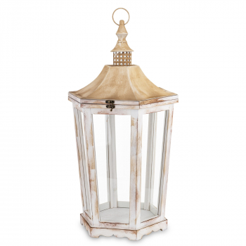Lampáš, drevený, bielohnedý, 74x35x31 cm