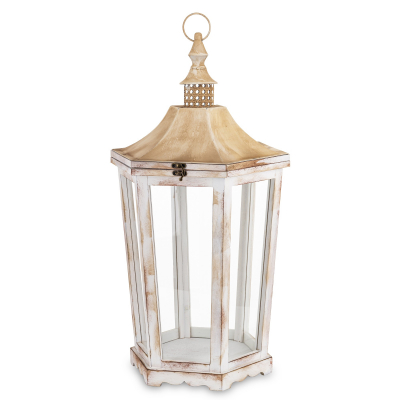 Lampáš, drevený, bielohnedý, 74x35x31 cm