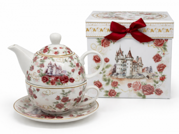 Čajník so šálkou, TEA FOR ONE, kvetinový, 400 ml