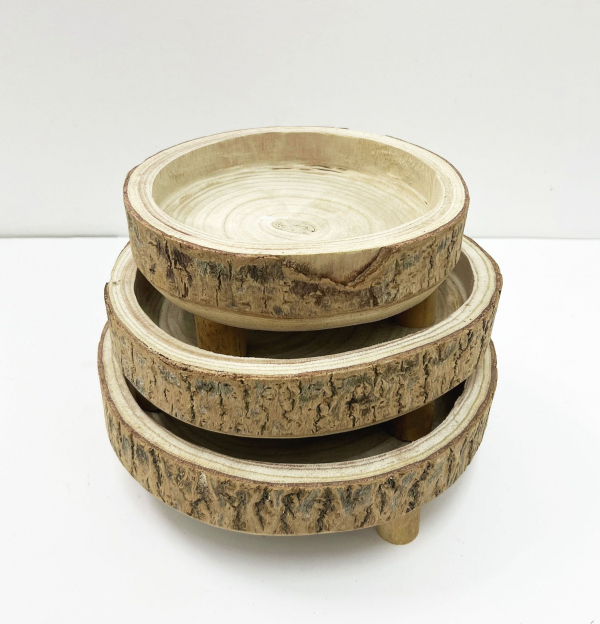 Drevené stojany, hnedé, sada 3 kusov