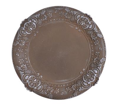 Umelý klubový tanier, rustikálny, medená farba, 38 cm