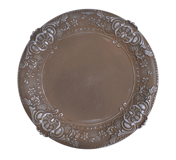 Umelý klubový tanier, rustikálny, medená farba, 38 cm
