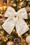 Vianočná dekoračná mašľa, svetlá, 30x35 cm