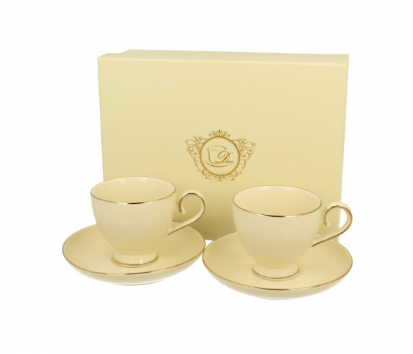 Šálky espresso VICTORIA, krémové, 150 ml, 2 ks v balení