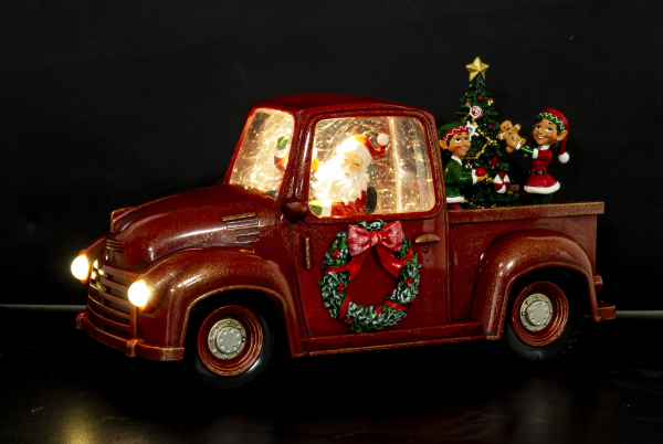 Vianočná dekorácia auto, červená, 16x28x12 cm, LED