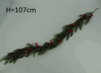 Girlanda, sviatočná, zelená s dekorom, 107 cm