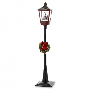 Vianočný dekoračný lampáš, červeno-čierny, LED, 185x38x38 cm
