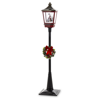Vianočný dekoračný lampáš, červeno-čierny, LED, 185x38x38 cm