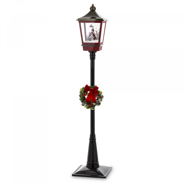 Vianočný dekoračný lampáš, červeno-čierny, LED, 185x38x38 cm