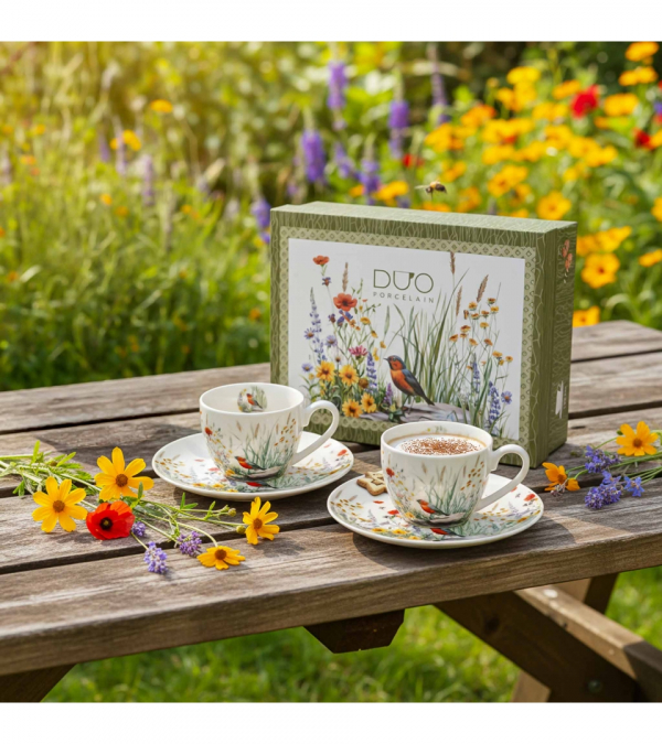 Šálky s podšálkami, JULY, 270 ml, 2 ks v balení