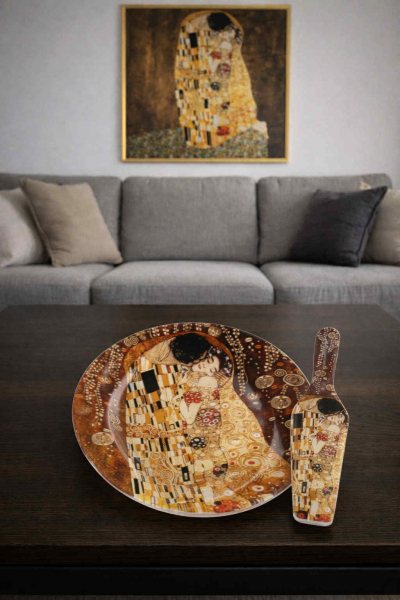 Sklenená tácka s naberačkou, The Kiss, G. Klimt