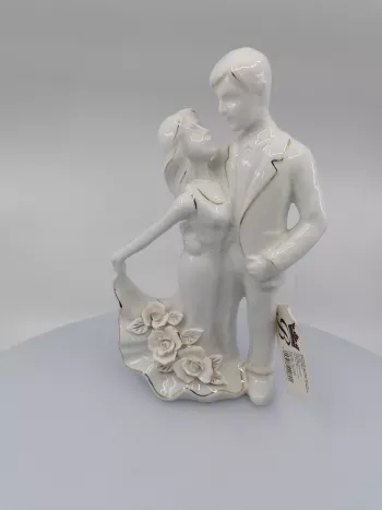 Porcelánová figúrka, mladomanželia, biela, 27 cm