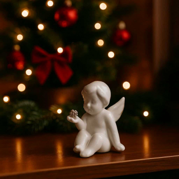 Anjelik dekoračný, biely - lesklý, 4x5 cm