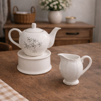 Porcelánový čajník s ohrievadlom