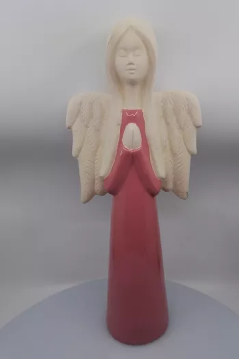 Anjel dekoračný, svetloružový, 47x19 cm