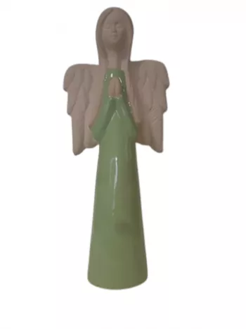 Socha dekoračná anjel, zelená, 47x19 cm
