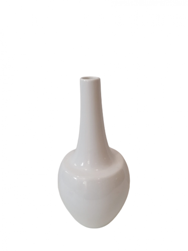 Keramická váza s úzkym hrdlom, biela, 31x15 cm