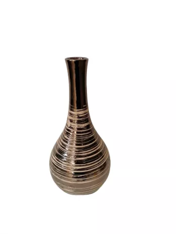 Keramická váza, hnedá s prúžkami, 32x14 cm