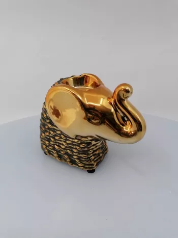 Svietnik keramický zlatý  slon, 11 cm