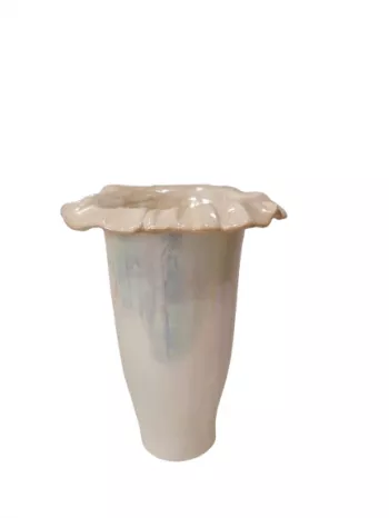 Keramická váza, svetlá, lesklá, 28x20 cm