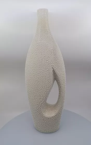 Keramická dekoračná váza, svetlá, podlahová, 50x20 cm