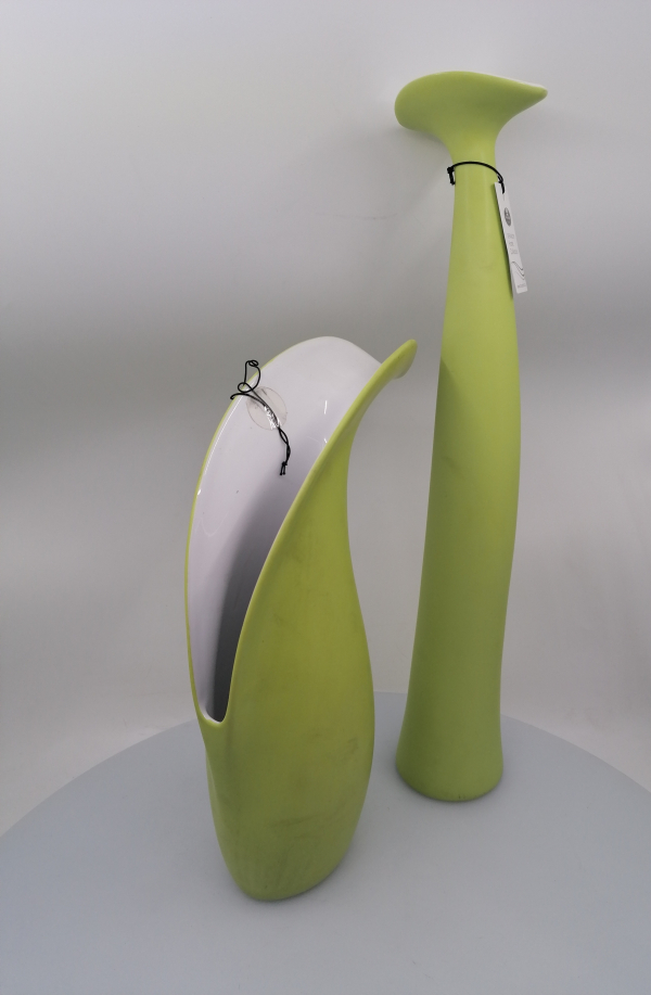 Keramická váza, zelená, 31,5x10 cm