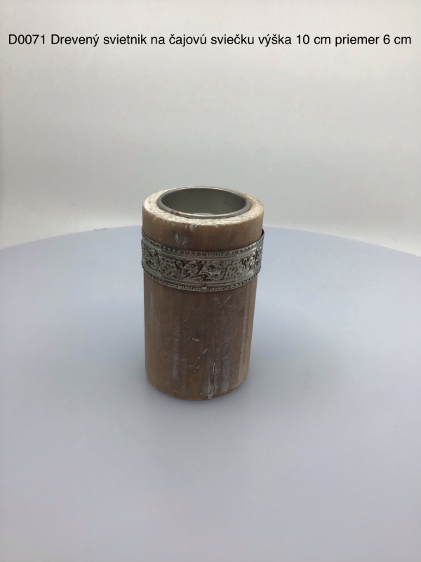 Drevený svietnik na čajovú sviečku, 10x6 cm