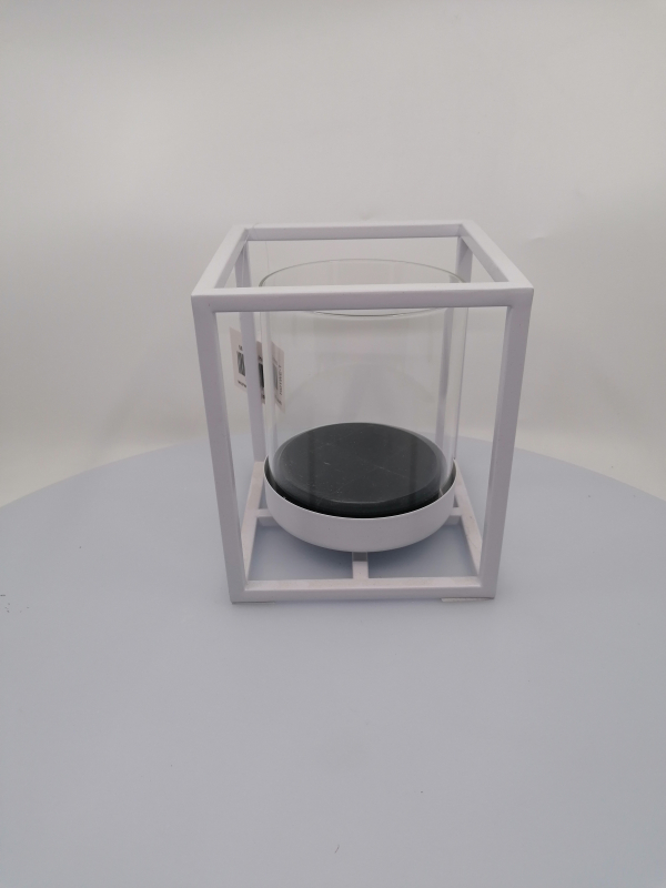 Sklenený svietnik s kovom 16x13 cm sklo 10x13 cm
