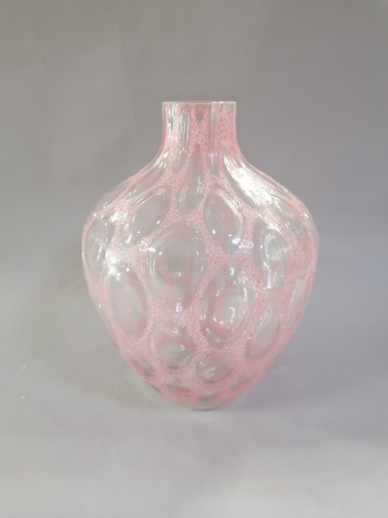 Sklenená váza, ružová, 43x30 cm