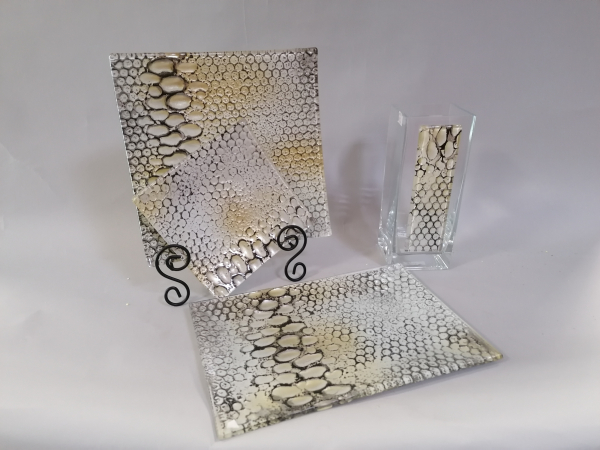 Dekoračný sklenený tanier, 20x20 cm