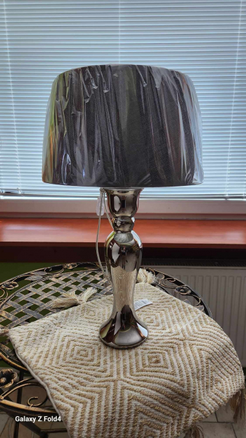 Stolová keramická lampa sivá 57x34cm