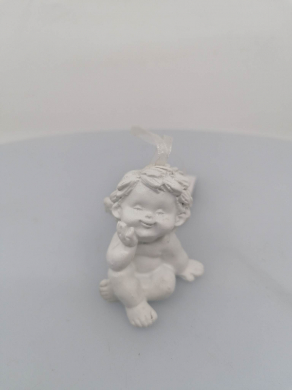 Dekoračný anjelik na zavesenie, biely, 4,5 cm