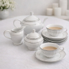 Porcelánová kávová súprava, bielo-strieborná