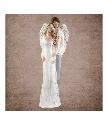 Dekoračná soška snúbenci, biela - sivá, 38 cm
