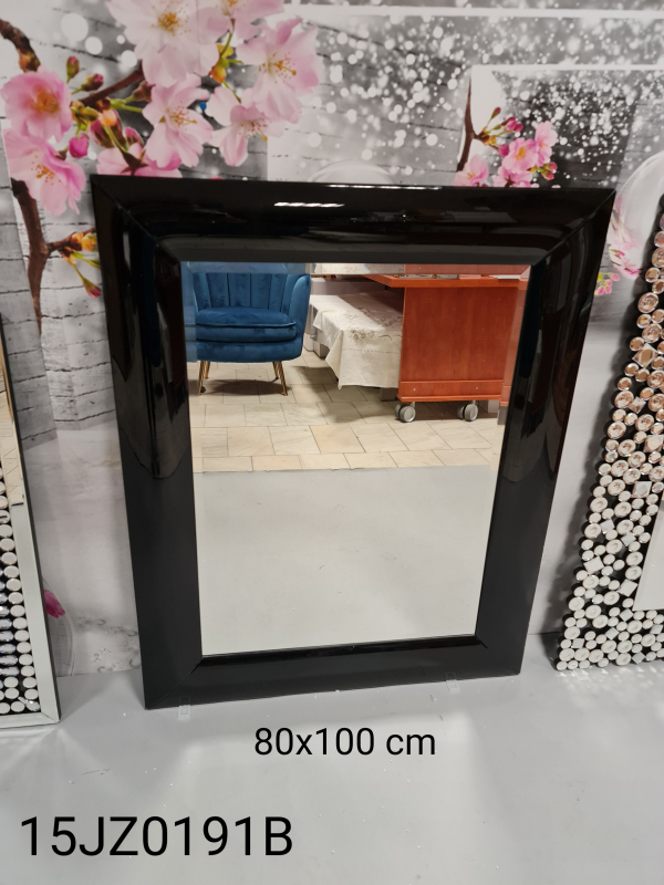 Luxusné sklenené zrkadlo, čierne, 80x100 cm