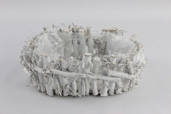 Kvetináč prútený, oblý, svetlobiely, 13x24x34cm