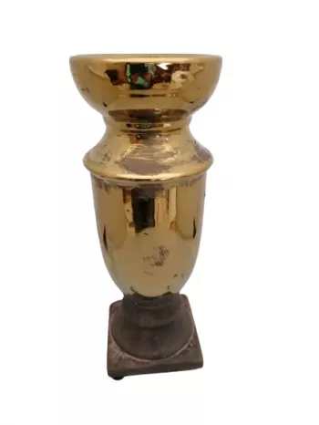 Svietnik na veľkú sviečku, zlatý, 30x14 cm