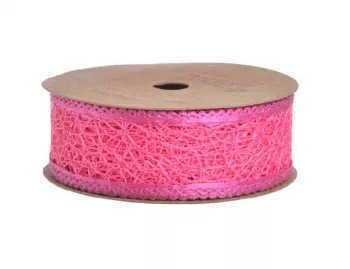 Dekoračná stuha neonová ružová čipkovaná, 2,7cm x 5m