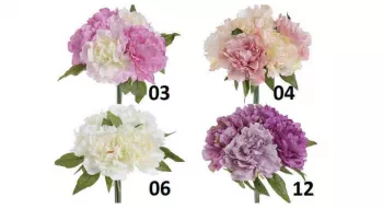 Umelá kytica kvetov Pivónie, rôzne farebné variácie, 25 cm