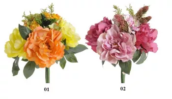 Umelá kytica kvetov, 2 farebné variácie, 38 cm